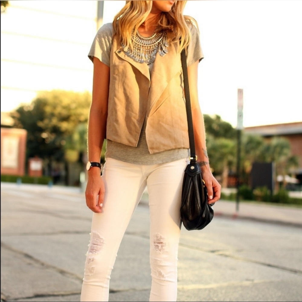 Jack by BB Dakota Faux Suede Tan Vest Size XS Western Moto Layers Fall Drape - Picture 1 of 14